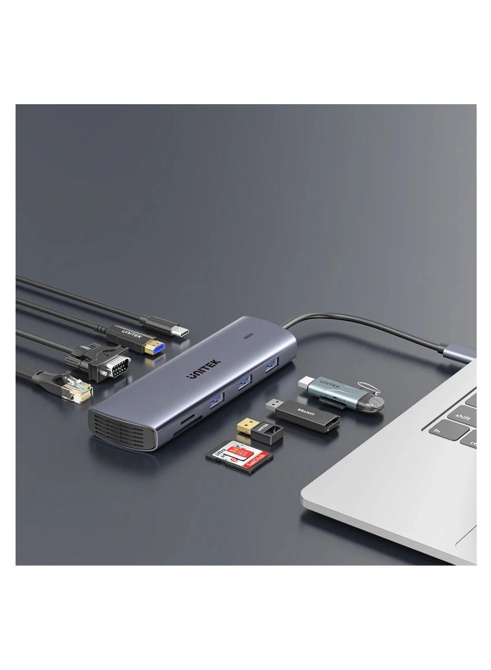 D1113A - 9-in-1 USB-C Hub 3x USB-A 5Gbps HDMI 4K@30Hz PD 100W
