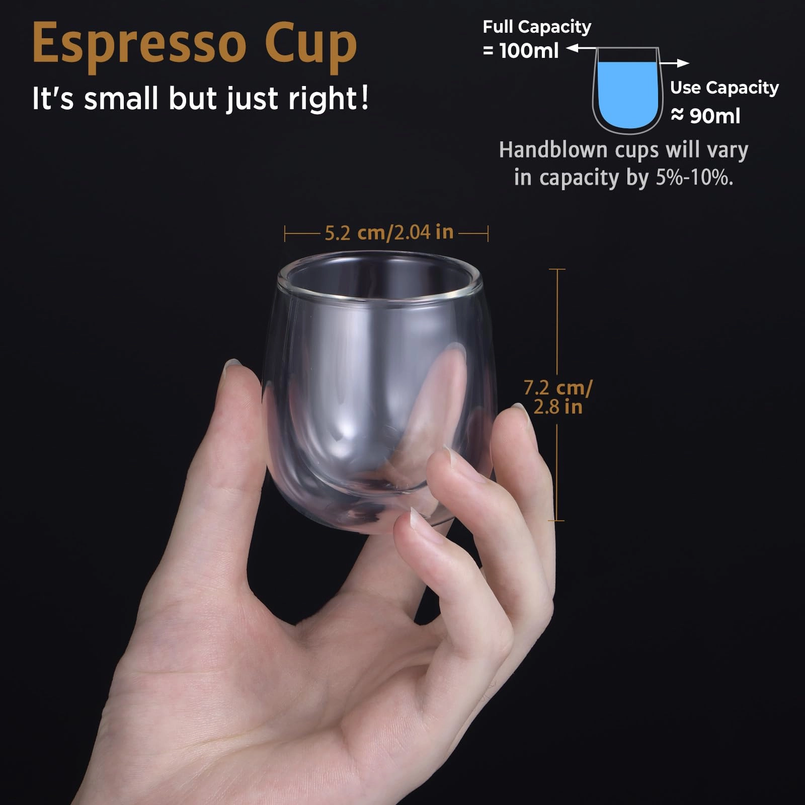 Espresso Cup - 2 pcs - Double Wall - 120 ml