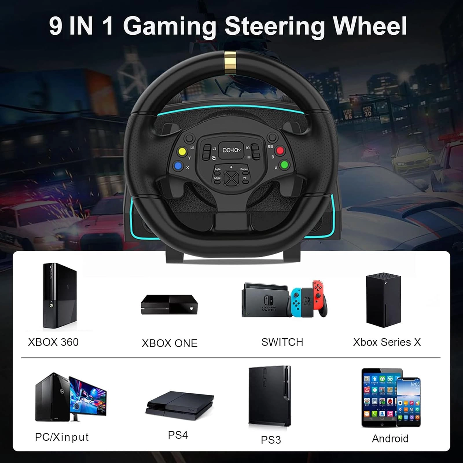 G30 Racing Wheel & Pedals - PC PS4 Xbox ONE Xbox 360 Xbox Series X PS3 Xinput NS Android