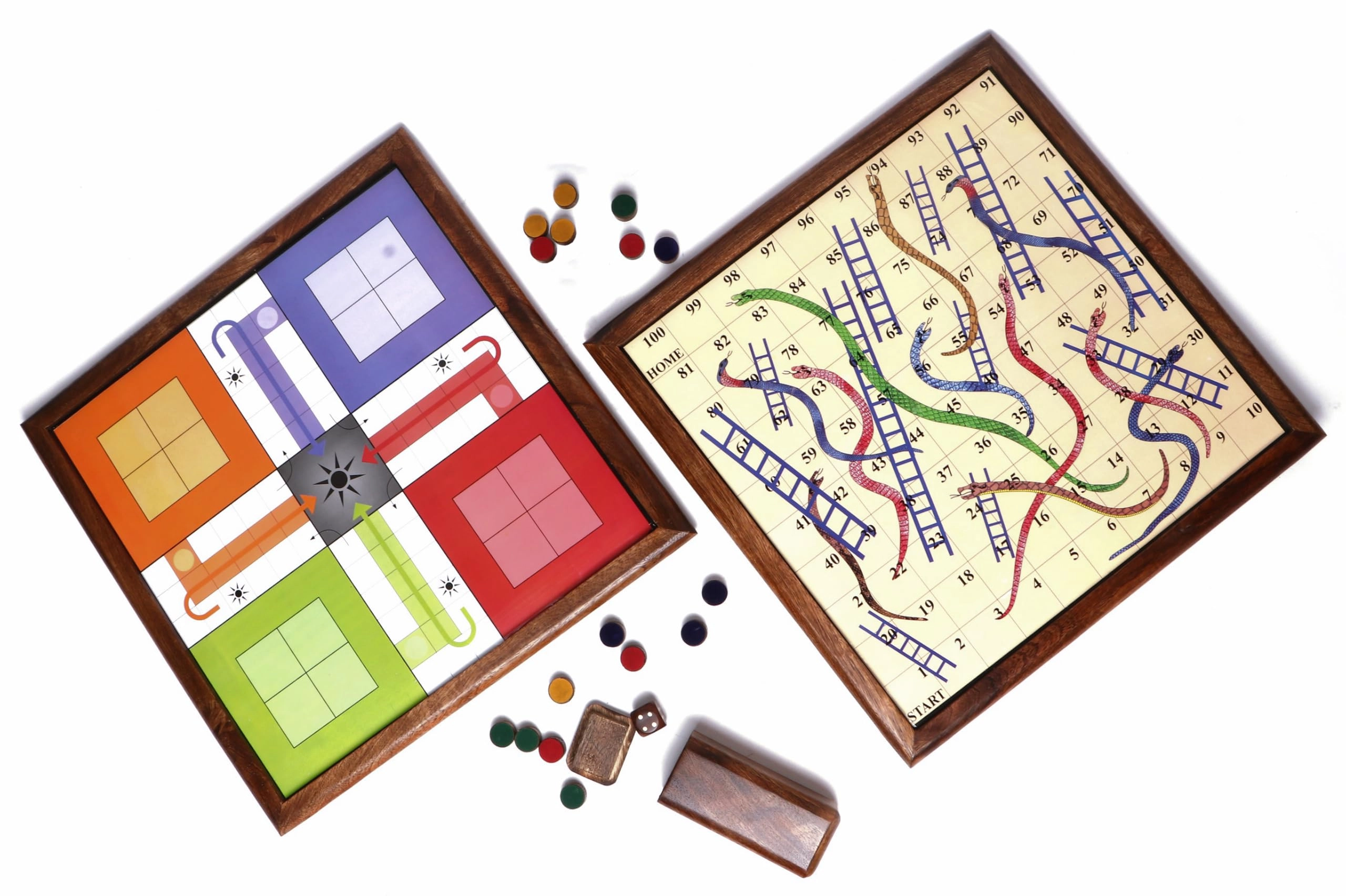 The Mind Challenge Ludo and Snakes and Ladders - Wooden Magnetic 2 in 1