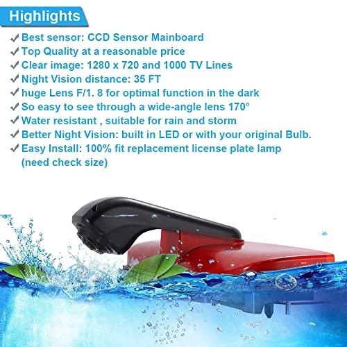 Rear View Camera - Night Vision 628 x 586 pixels + 7 inch monitor - 7 Inches