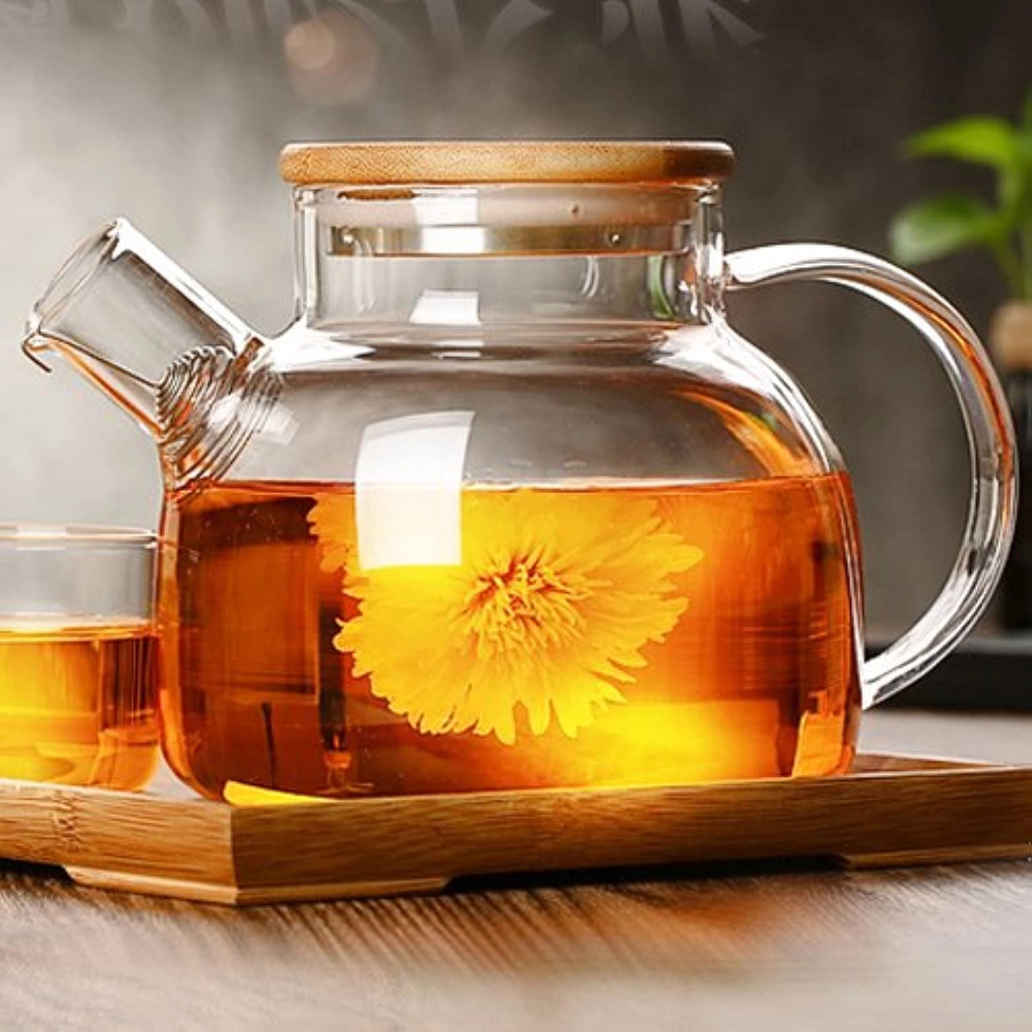 Cosy-YcY Glass Teapot - Stainless Steel Borosilicate Glass 1000 milliliter