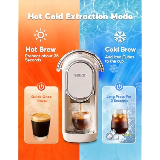 4-in-1 Automatic Capsule Coffee Machine - Adjustable Temperature 19 Bar