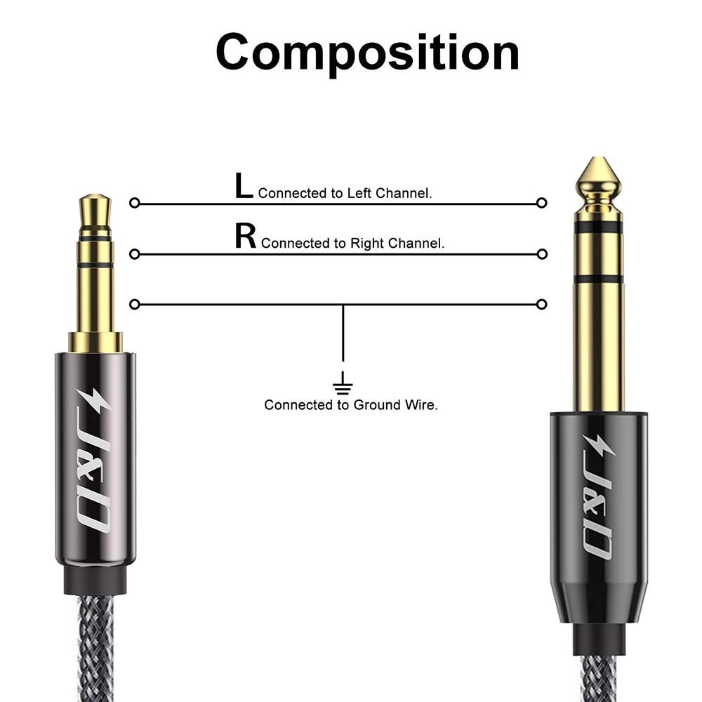 3.5mm to 6.35mm Stereo Audio Cable - 3 Feet