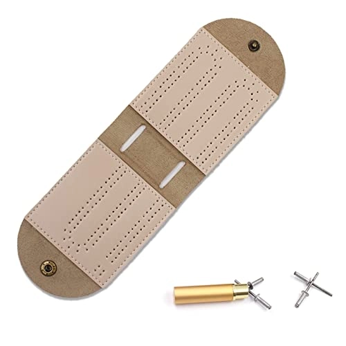 Travel Cribbage Board - Leather 2 Track 4 Metal Pegs