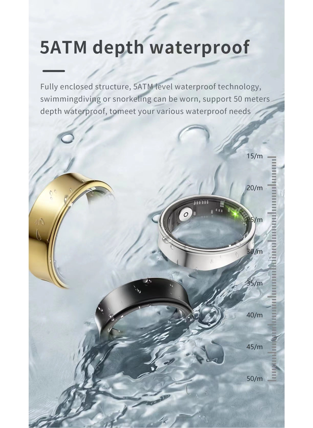 Smart Health Ring - Gold 24-hour Health Monitoring