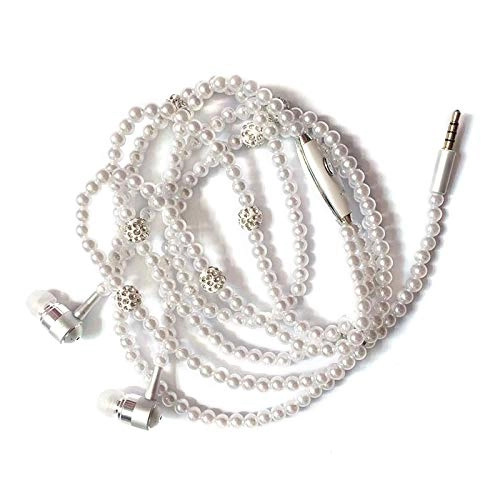 Jewelry Pearl Necklace Wired Earbud