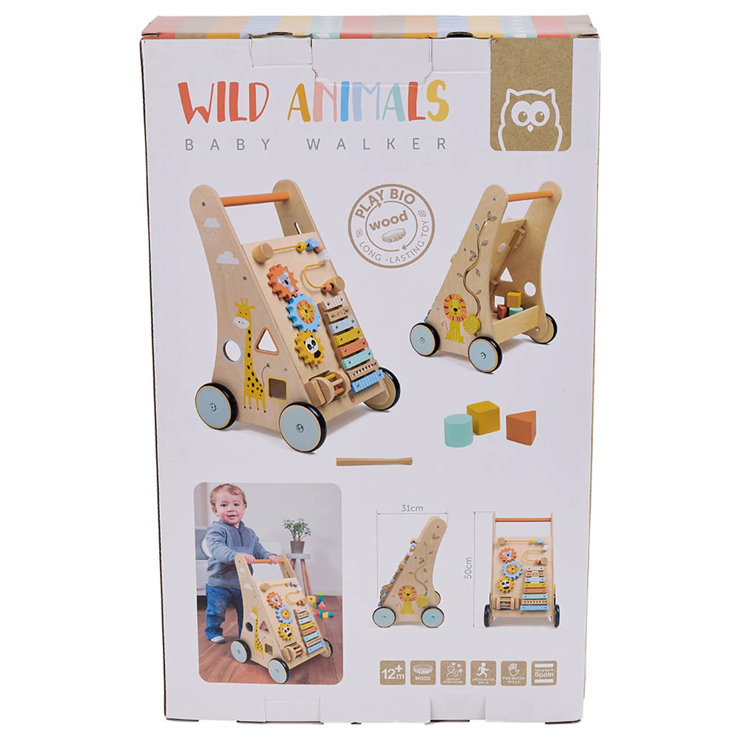 Safari Wooden Baby Activity Walker - 6 activities xylophone