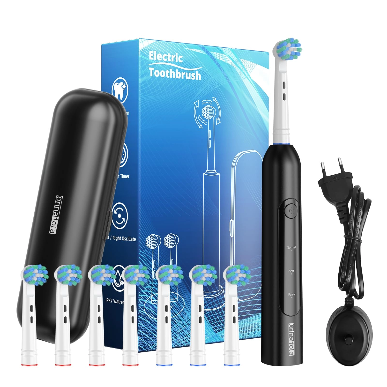 Orinatola 3901 - Electric sonic toothbrush 8 brush heads IPX7