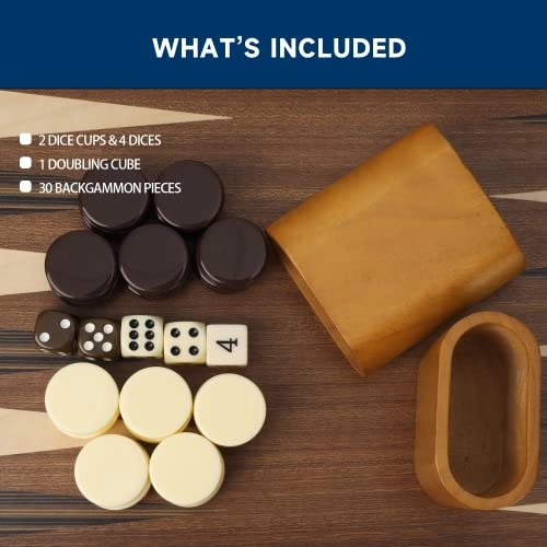 Wooden Folding Inlay Backgammon - Premium Double Stripe