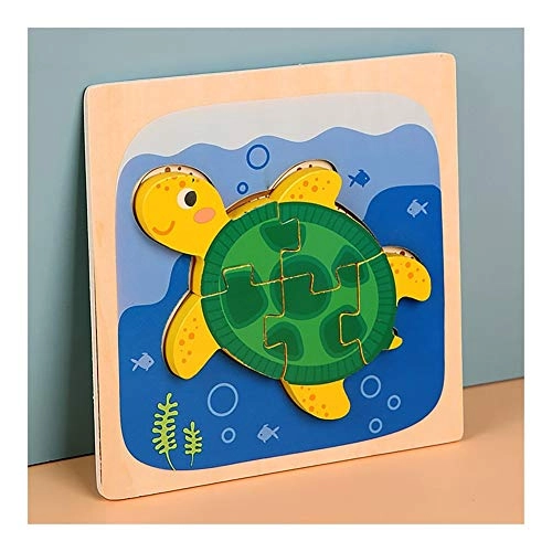 Wooden Animal Car Three-dimensional Jigsaw Puzzle - 3 years and up