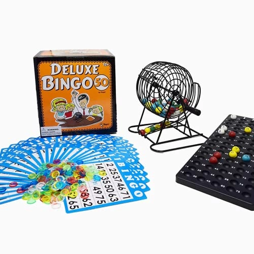 Regal Games Bingo Deluxe Game Set - 8 Inch Wheel Cage 75 Balls 50 Cards
