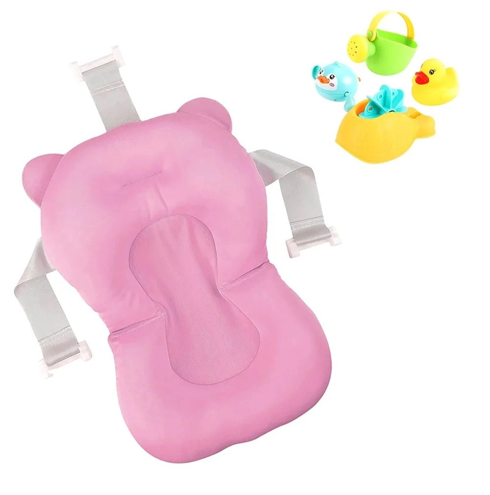MOON Baby Bath Pad - Pink + Floating Duck Bath Toys - 4 x
