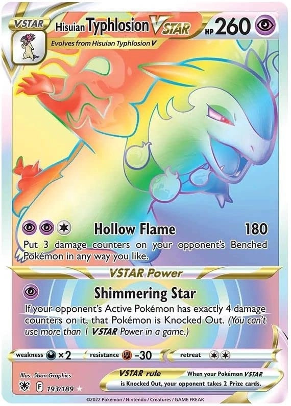 Pokémon Hisuian Typhlosion VSTAR - Rare Rainbow English + Toploader