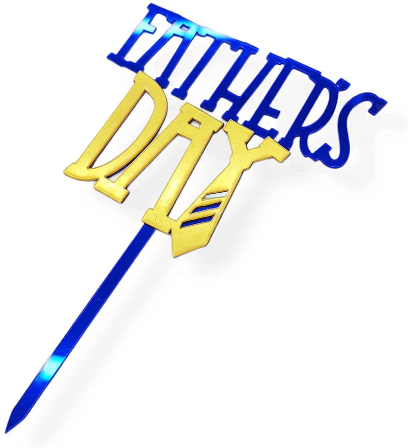 Party Time Trading LLC Happy Father's Day Cake Topper - Blue & Gold Neck Tie