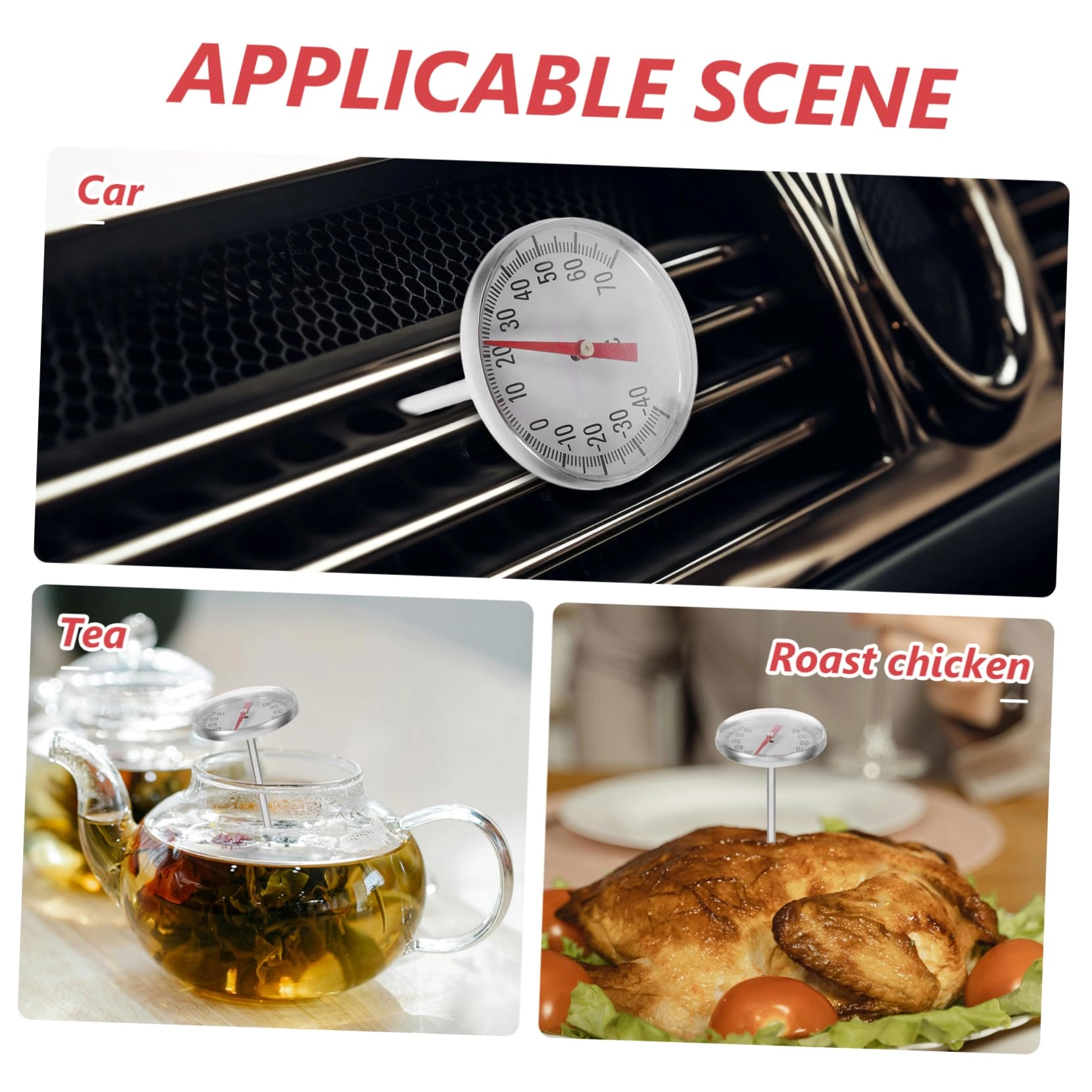 Car Thermometer - 2pc Mechanical Red