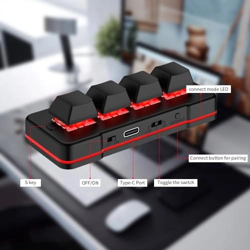 4 Key Mini Keypad - USB-C Bluetooth Black