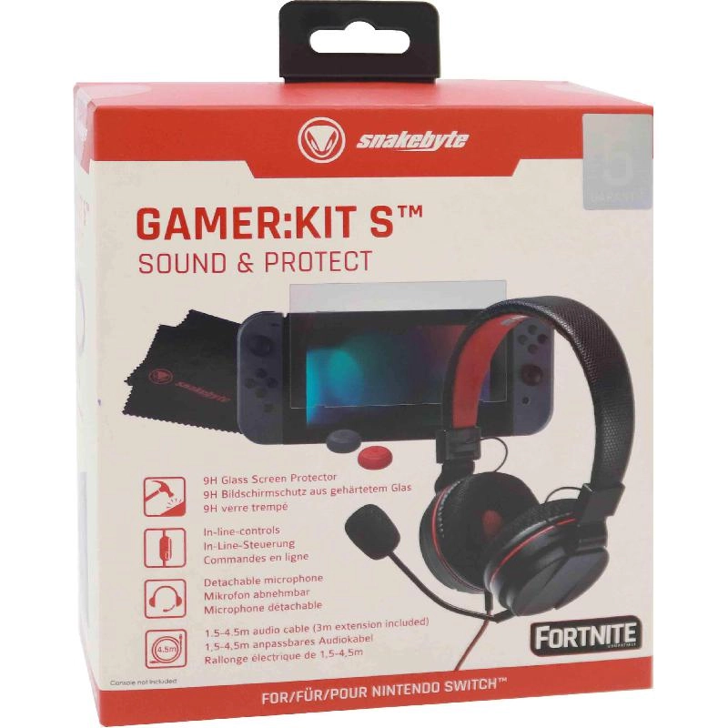 Snakebyte S Headset + Audio Cable + Screen Protector + Control Caps - Nintendo Switch