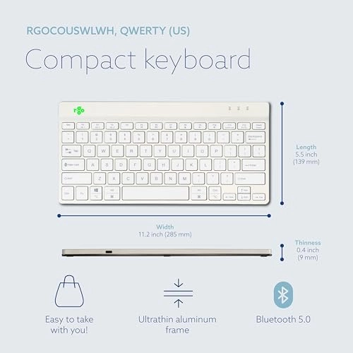 Compact Slim Ergonomic Wireless Keyboard - US Wireless