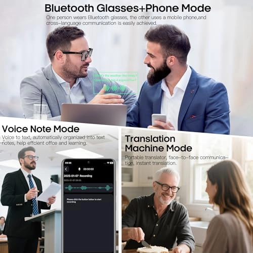 AI Translation Bluetooth Smart Glasses - 160+ Languages Bluetooth 6.0 Open Ear
