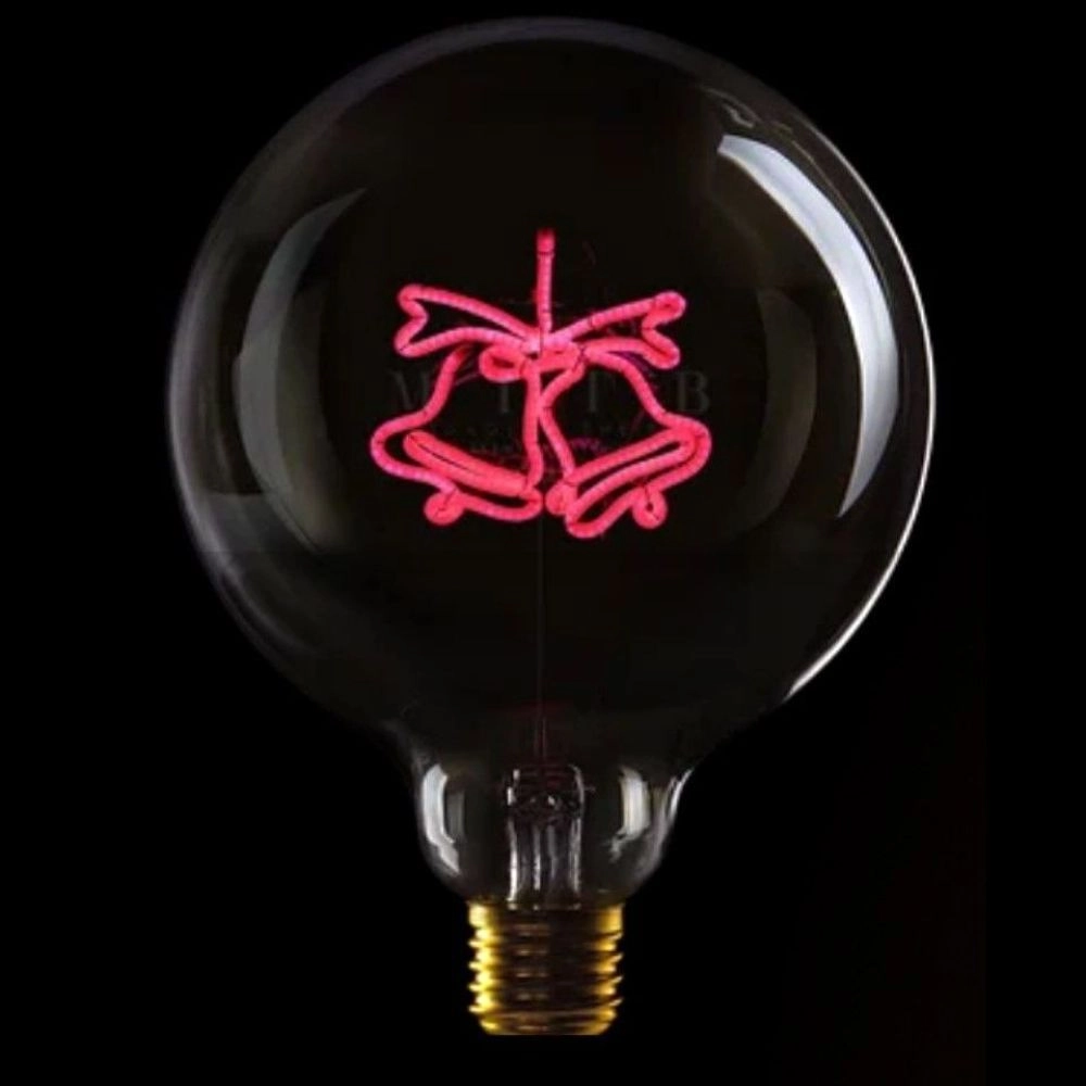 MESSAGE IN THE BULB Xmas Bells - Clear Glass/Red 6 Volt
