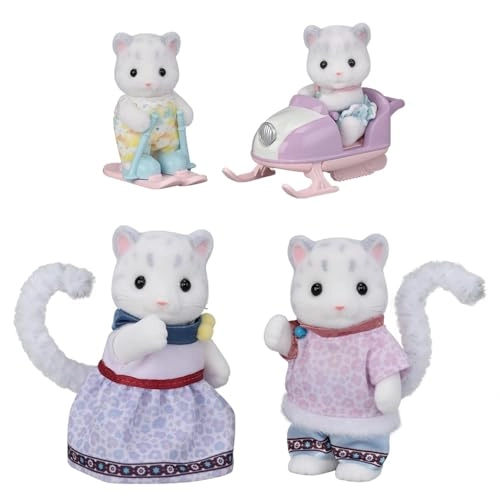 Snow Panther Family - Miniature Animal Figurines (5814) 4 pcs
