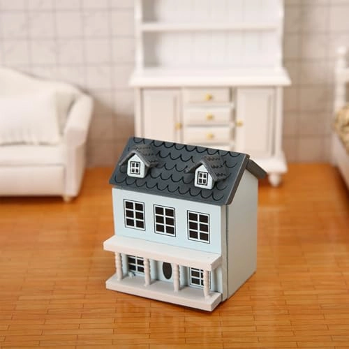 Miniature Wooden House - Blue 7 x 6.5 x 6.1 cm