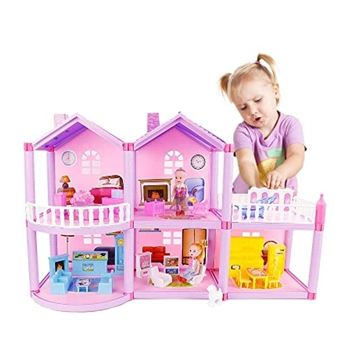 zhouzhengping Miniature Princess Doll House - DIY Assembled Small Villa