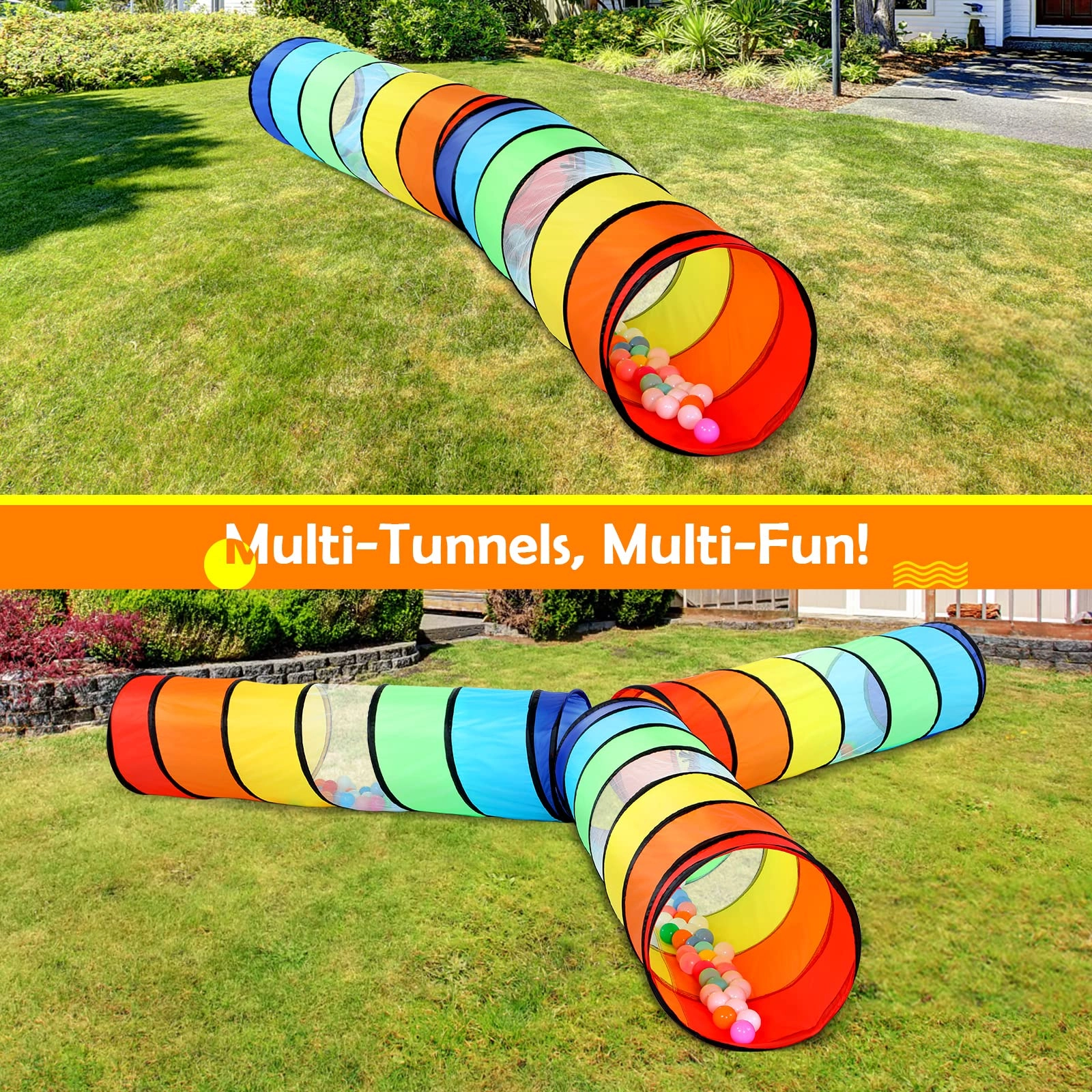 Kids Play Tunnel - Colorful Pop Up Rainbow