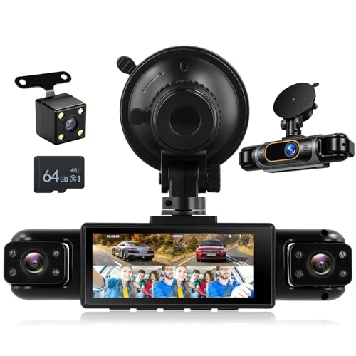 4 Channel Dash Cam Rear View Mirror - 1080P 30FPS + 64GB TF Card