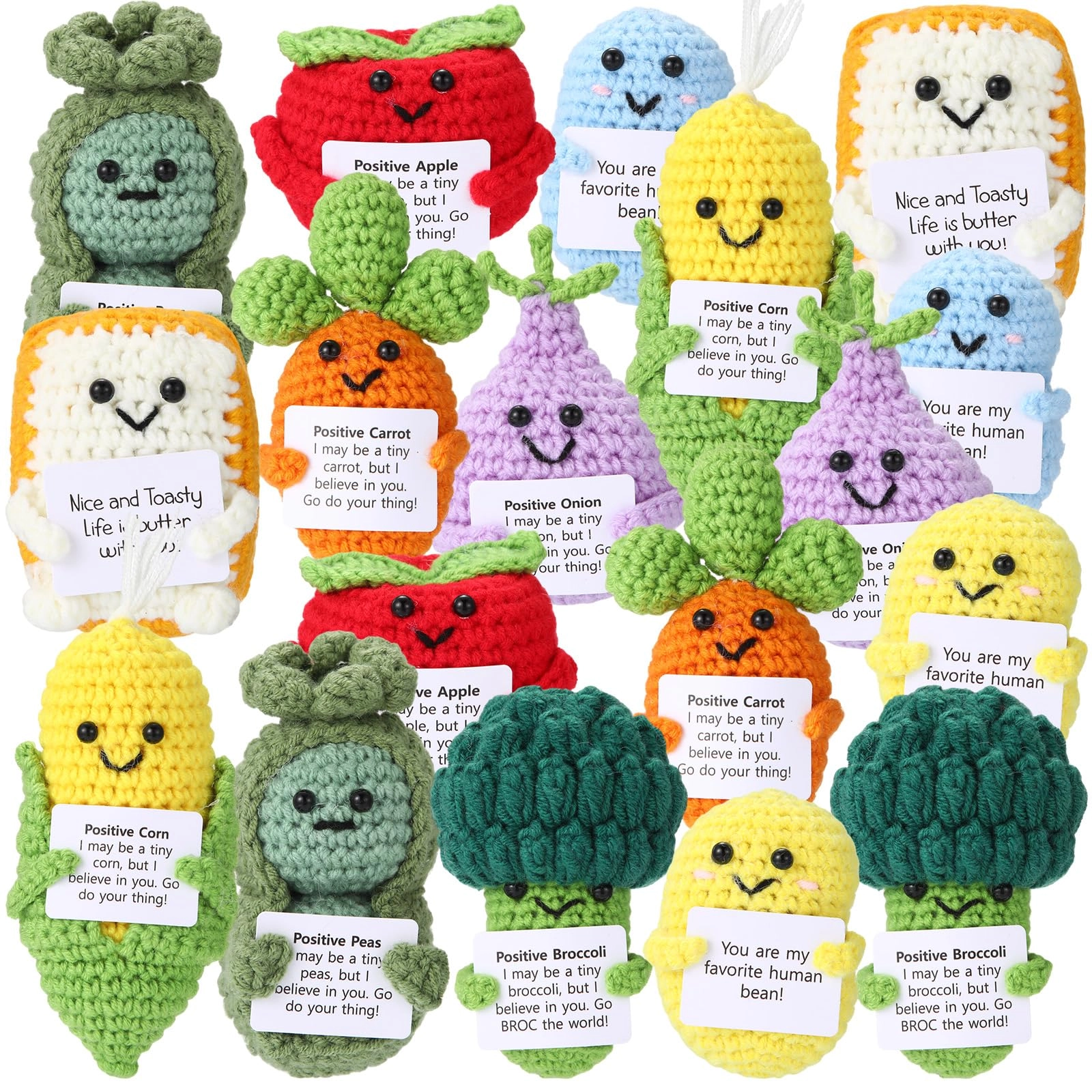 Fruits Vegetables Emotional Dolls - 18 Pcs Crochet Multiple Colors