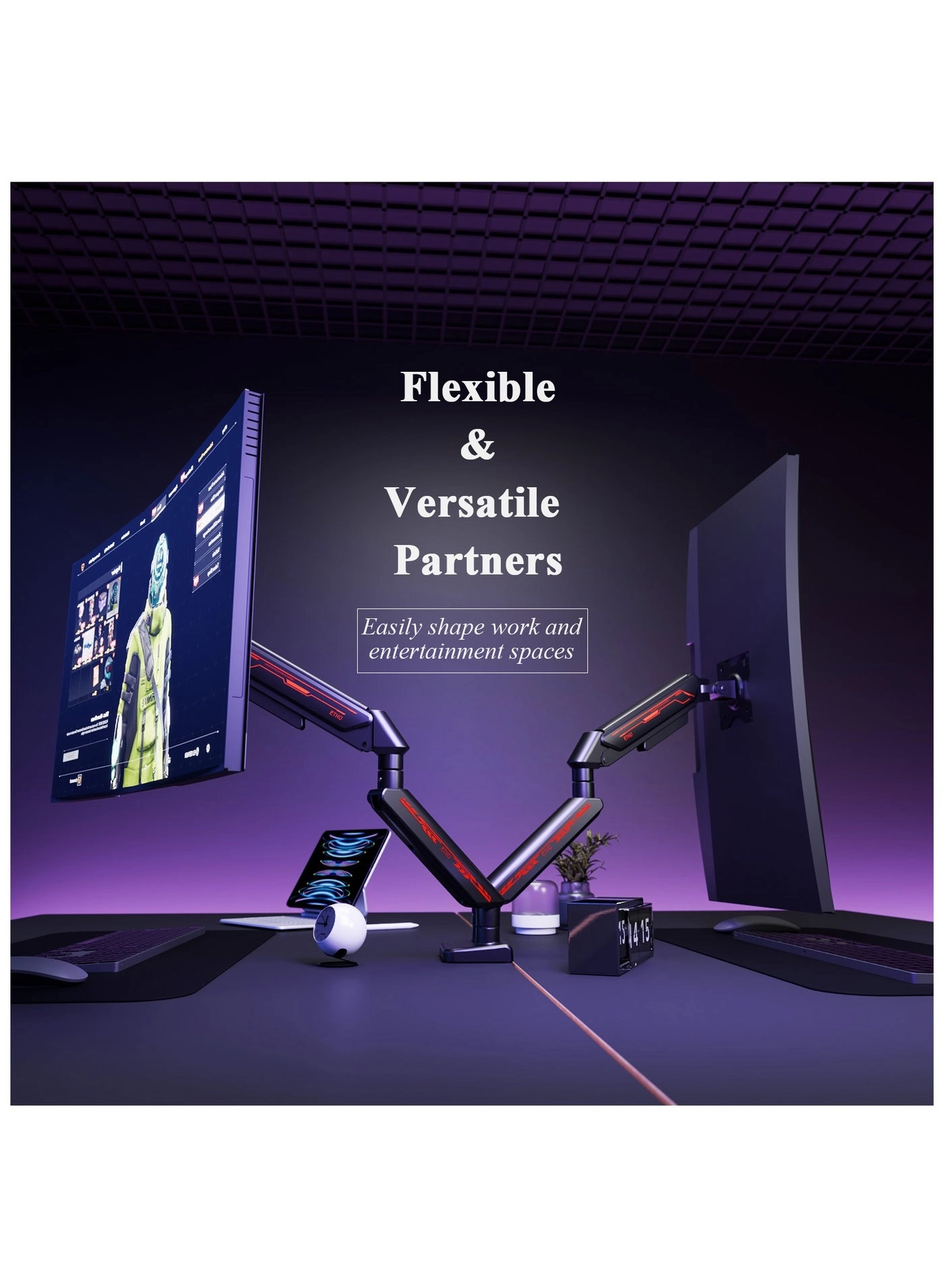 Dual Monitor Arm - Dual 13-32 Inch 75x75/100x100mm