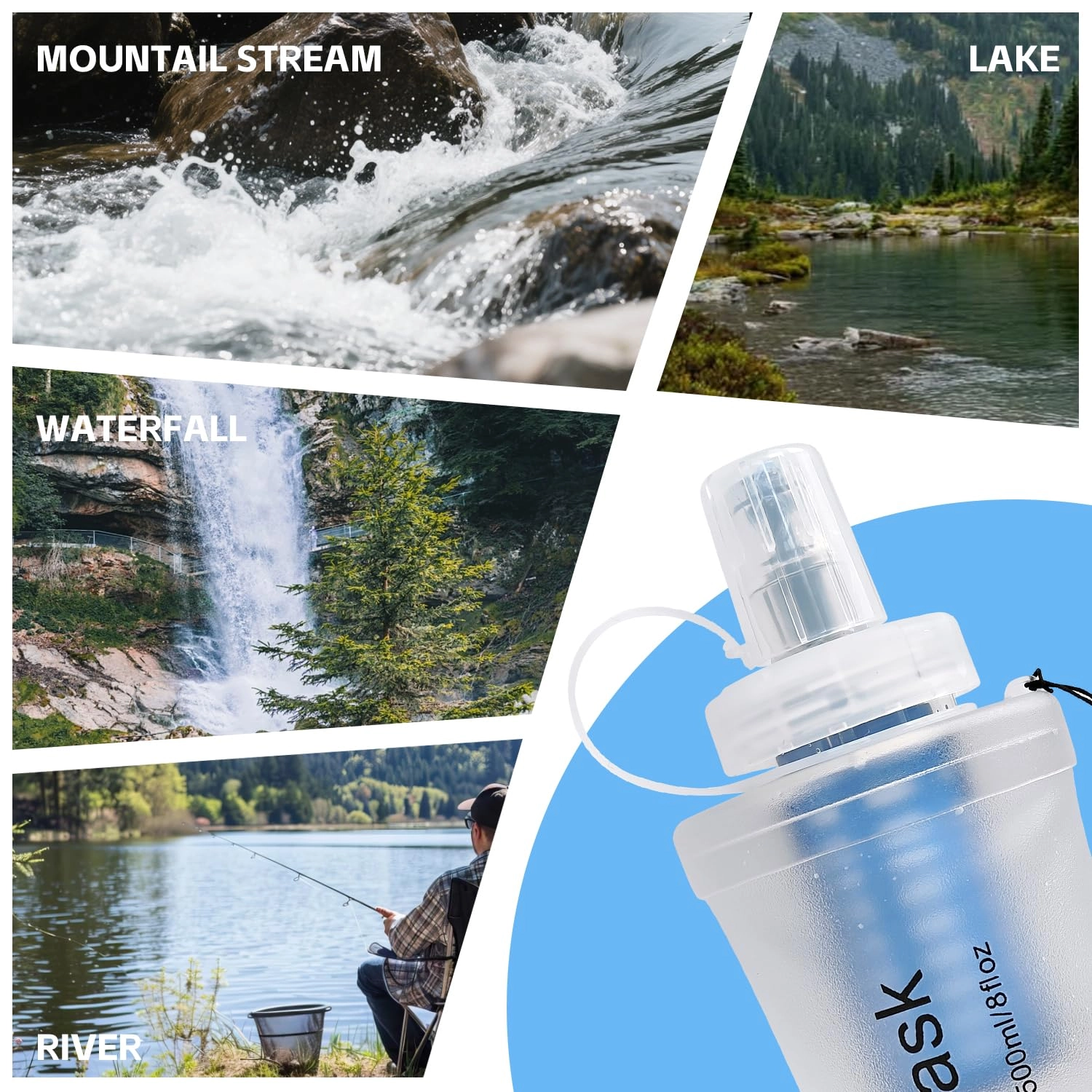 Collapsible Water Bottle Filter 500 ml
