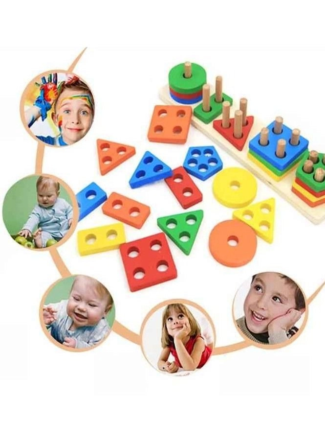Wooden Stacking Shapes Puzzle - 3+ Years 21 piece(s)