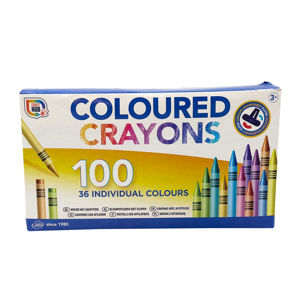 Coloured Crayons With Sharpener - 100 Pcs