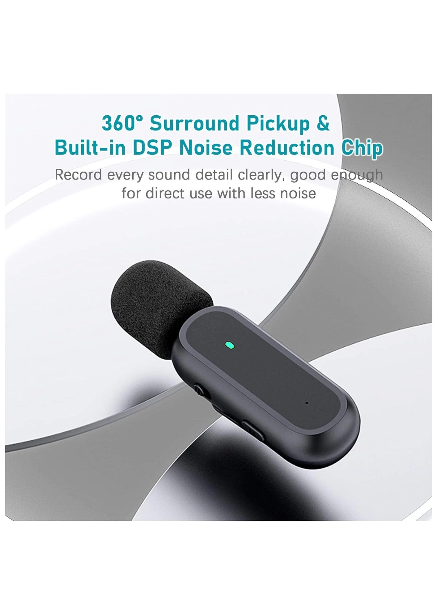 Wireless Microphone System - 20M Transmission Range Type-C Receiver Wireless Charging Case