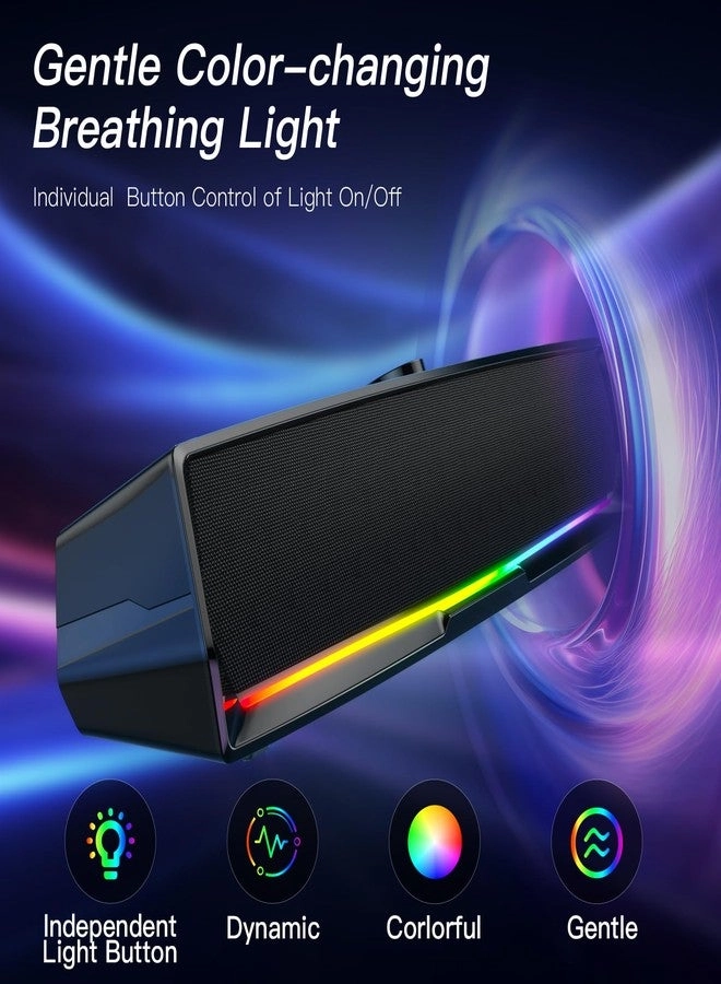 Computer Speakers - Easy Knob Touch Lights USB AUX Plug and Play