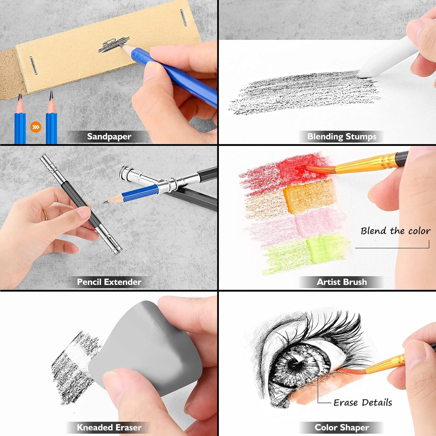 Art Supplies Sketching Kit - 176PCS Graphite Colored Charcoal Watercolor & Metallic Pencils