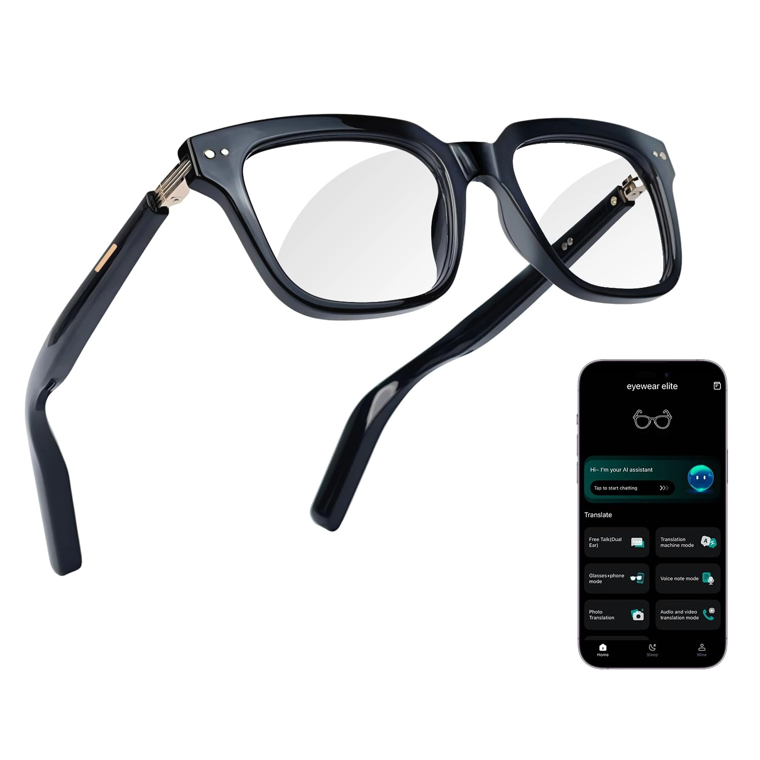 Ai Translation Smart Glasses - 164 Languages Color-Change Lens Bluetooth