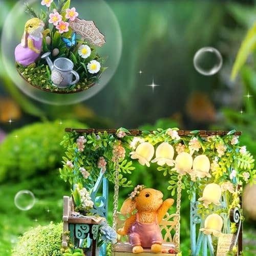 Miniature Wooden Dollhouse Furniture Kit - 3D LED Purple