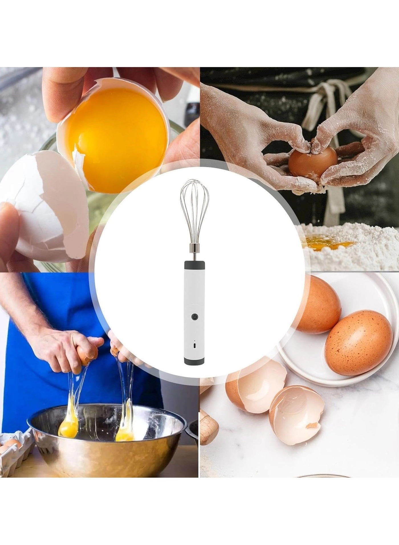 Electric Egg Beater & Milk Frother - 3-in-1 3-Speed Foldable Handle