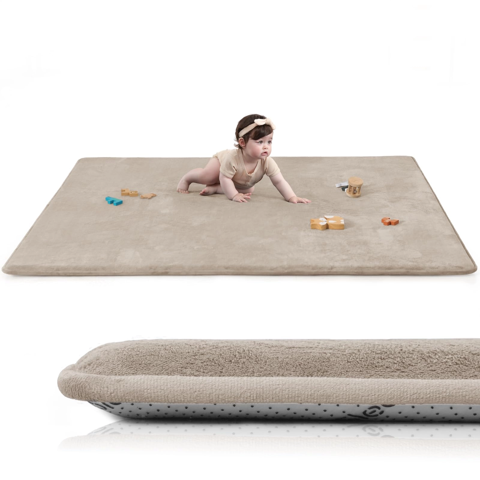 Baby Activity Play Mat - 79"x118" 1.3" Thick Cream