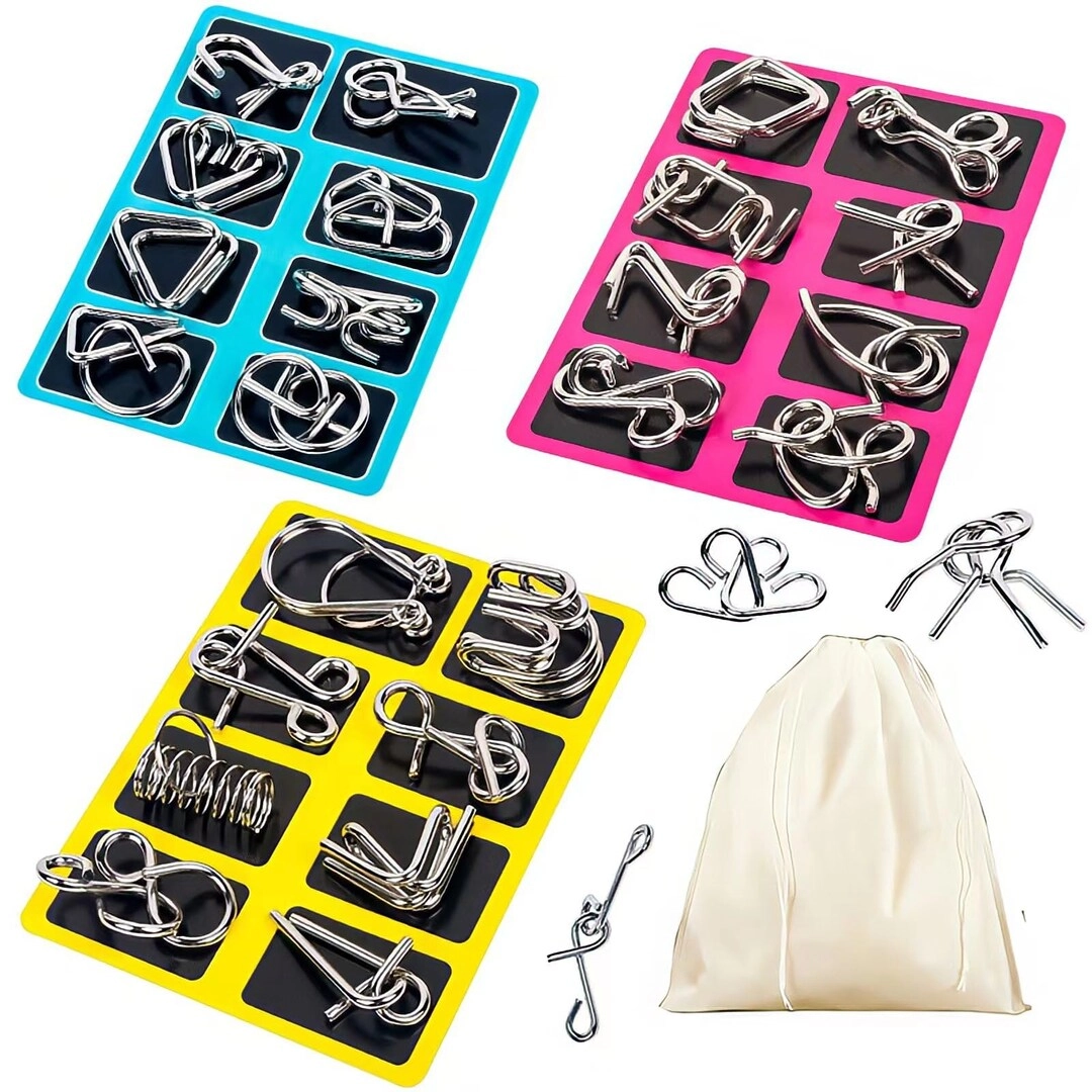 GEKELI Metal Wire Puzzle - Set of 24 with Pouch