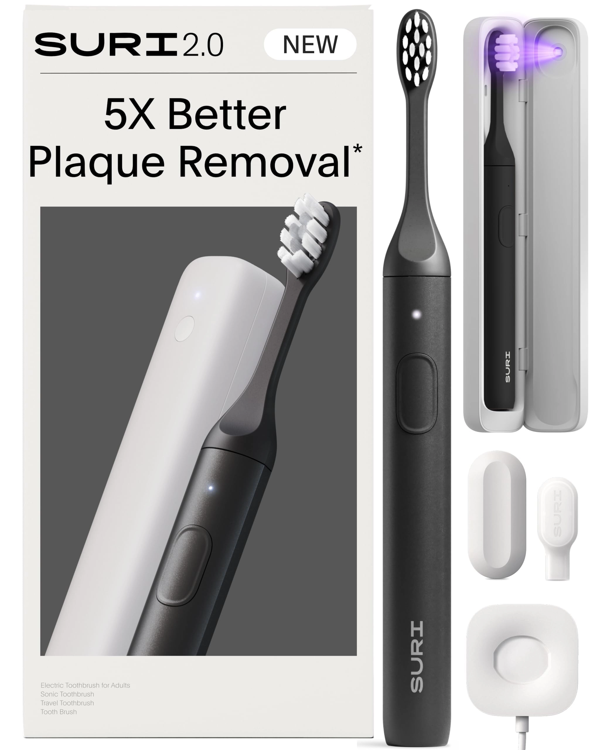 2.0 - Sonic Electric Toothbrush 40+Day Battery UV-Cleaning Travel Case