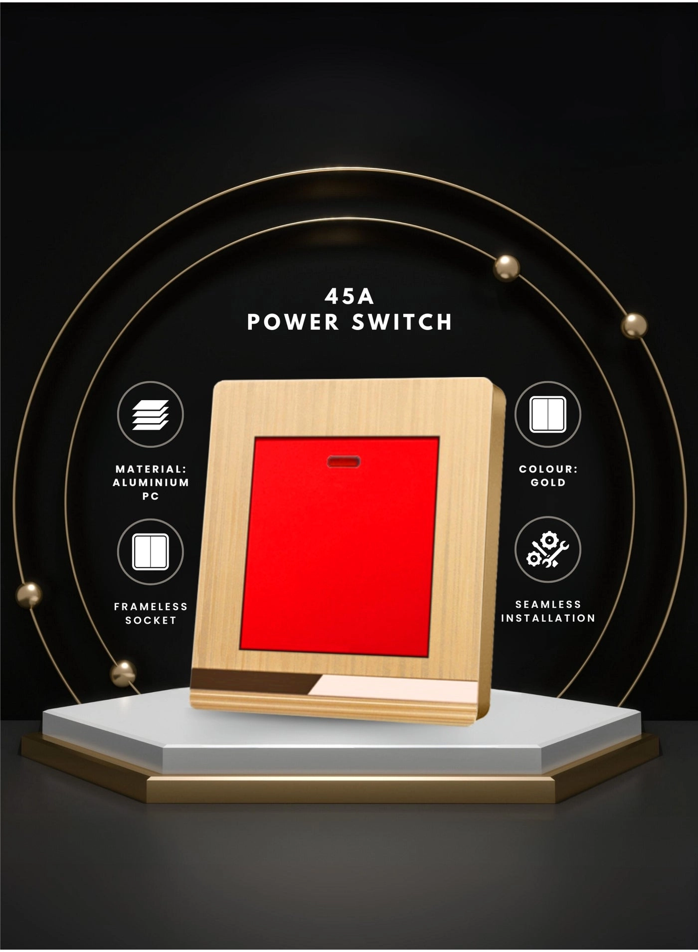 45A High Power Switch - Neon Indicator Fire-Resistant PC