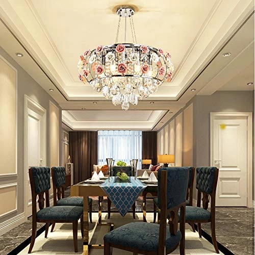 Romantic Rose Crystal Chandelier - Silver 62*38cm