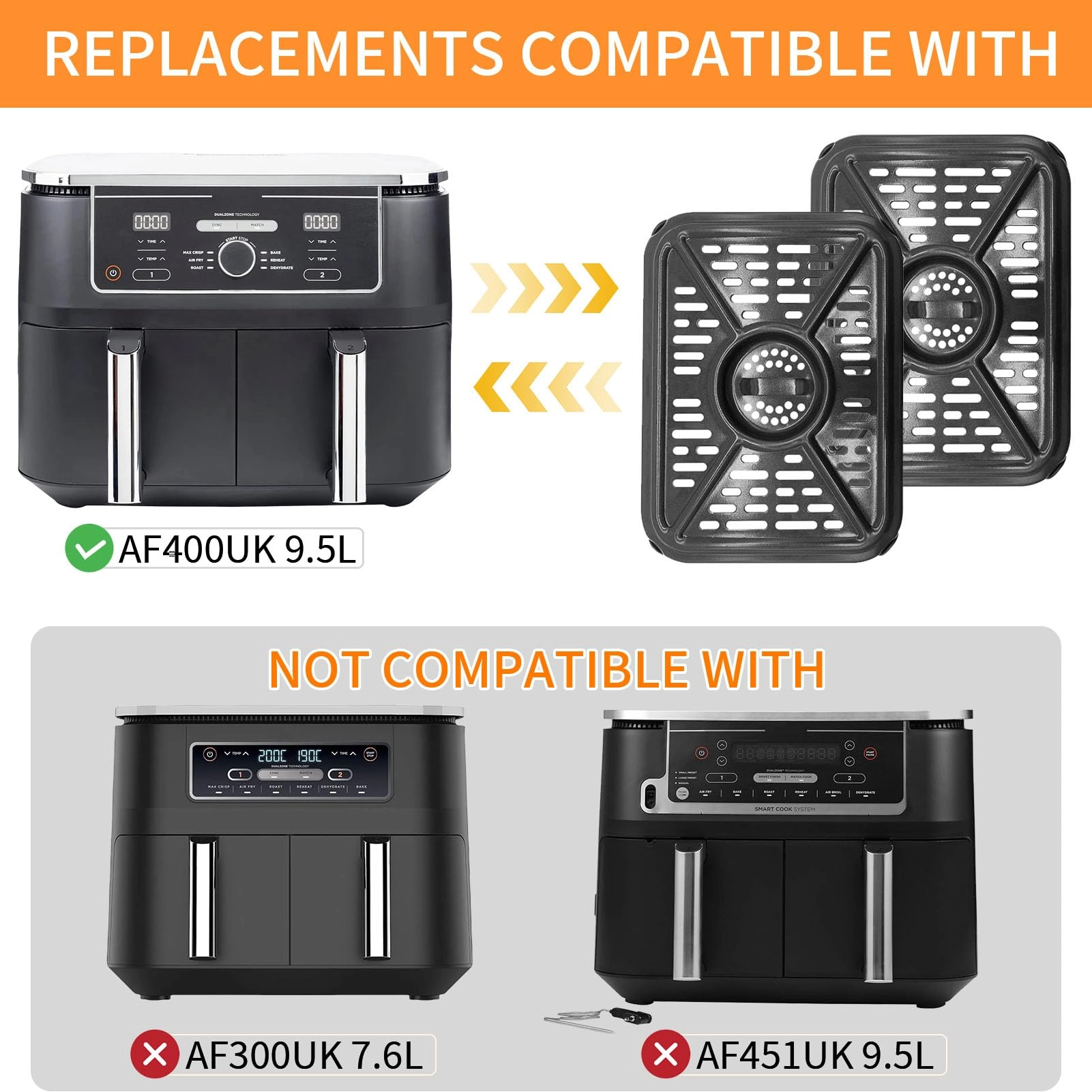 Air fryer grill rack - Stainless steel 2 piece(s) + Magic cleaning cloth - 1 piece(s)