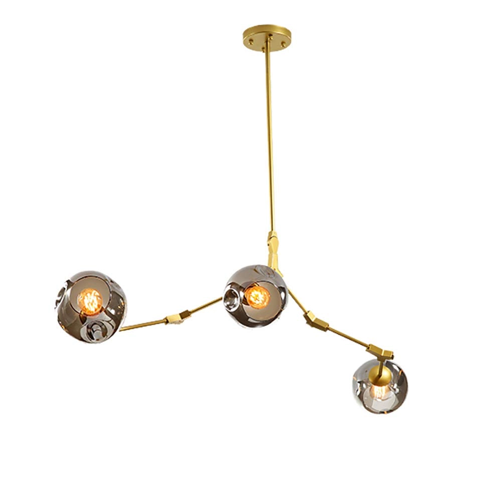 Minimalist Glass Bubble Ball Chandelier - E27 8 heads Gradient smoke gray lampshade