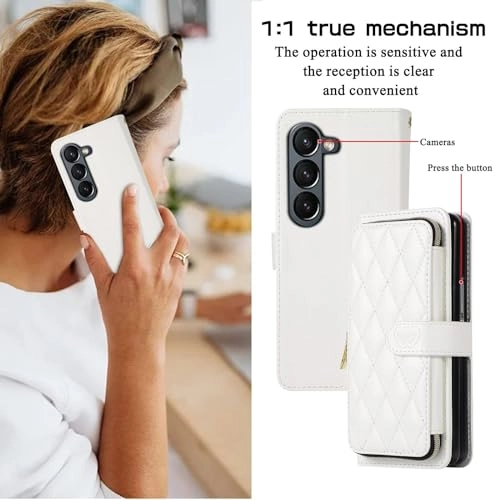 Case for Samsung Galaxy Z Fold 5 - Faux Leather Zipper Purse Wallet Phone Cover