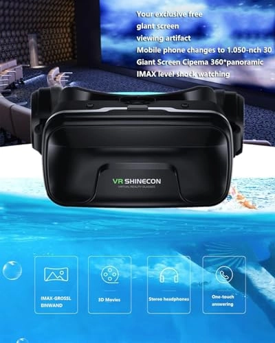 3D Virtual Reality Headset - 4.7-7.2 Android/iOS Black